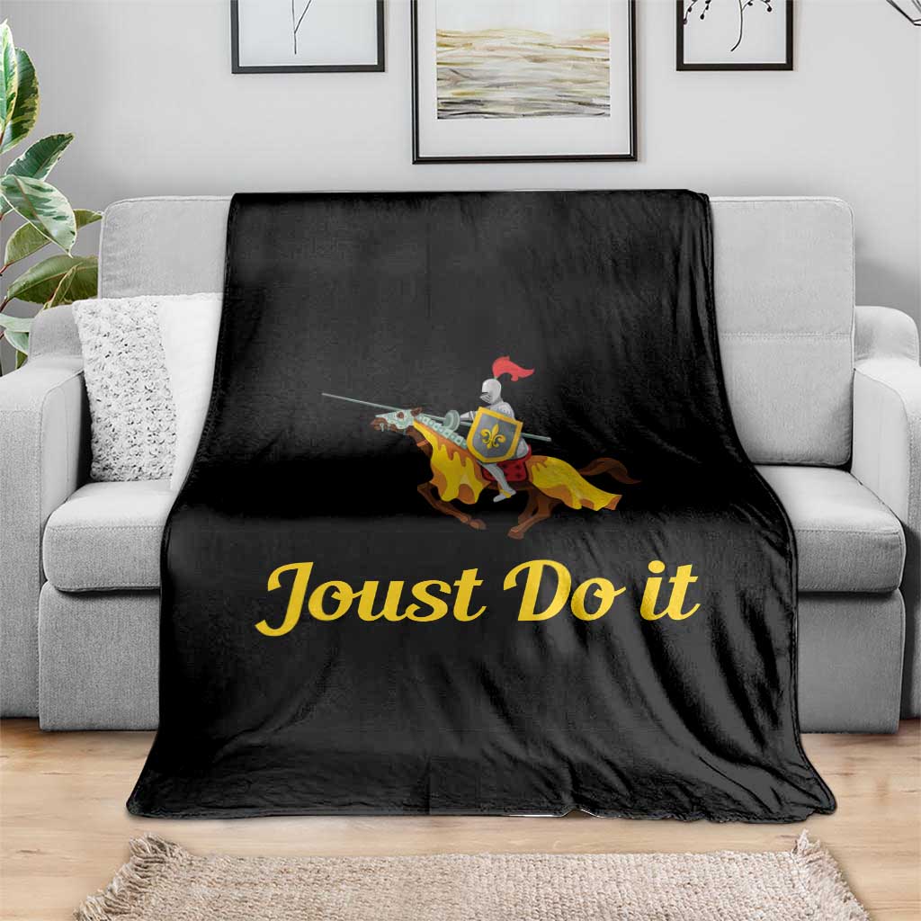 Funny Joust Do It Medieval Knight Horse Graphic Throw Blanket Jousting Renaissance Faire Parody