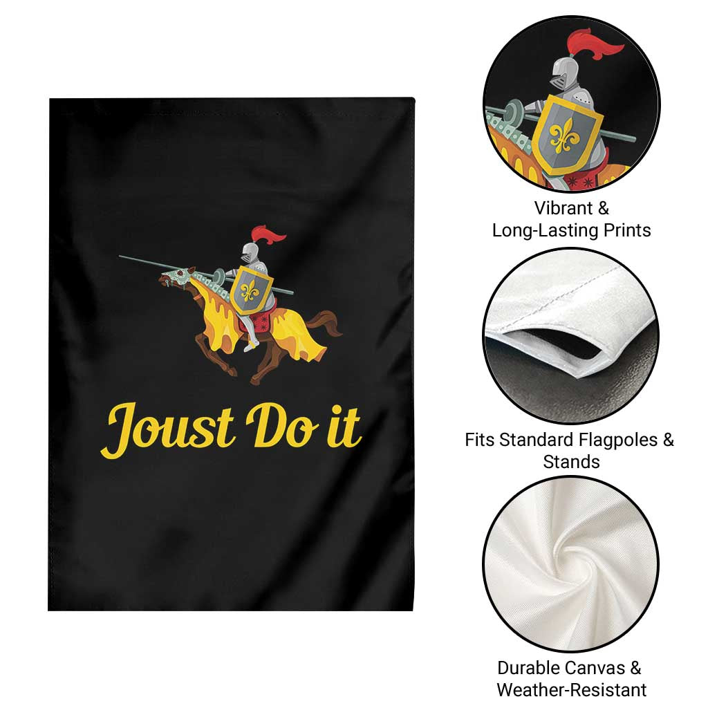 Funny Joust Do It Medieval Knight Horse Graphic Garden Flag Jousting Renaissance Faire Parody