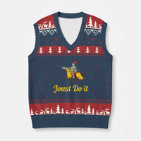 Funny Joust Do It Medieval Knight Horse Graphic V-Neck Knit Sweater Vest Jousting Renaissance Faire Parody