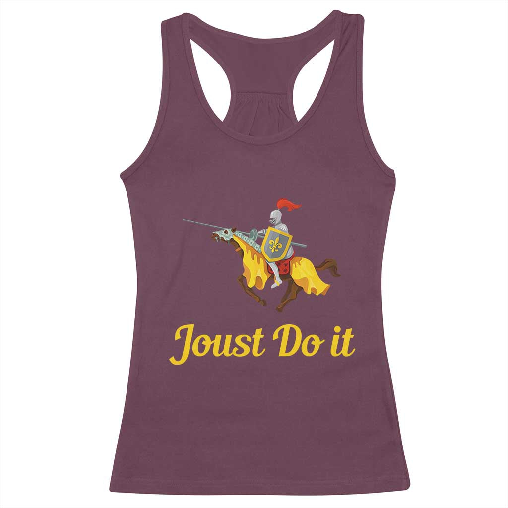 Funny Joust Do It Medieval Knight Horse Graphic Racerback Tank Top Jousting Renaissance Faire Parody