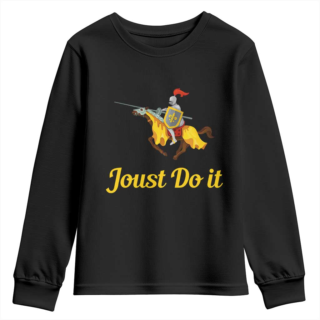 Funny Joust Do It Medieval Knight Horse Graphic Youth Sweatshirt Jousting Renaissance Faire Parody