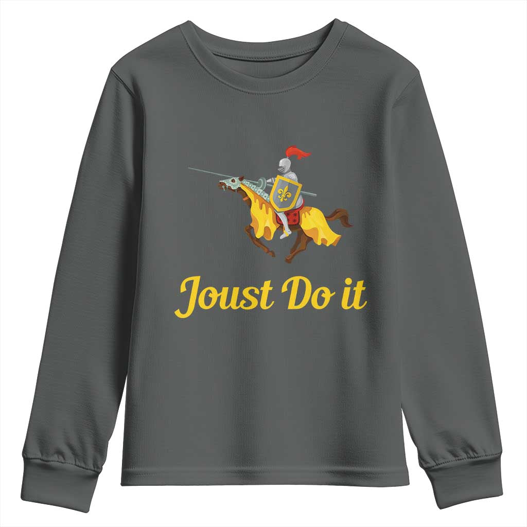 Funny Joust Do It Medieval Knight Horse Graphic Youth Sweatshirt Jousting Renaissance Faire Parody