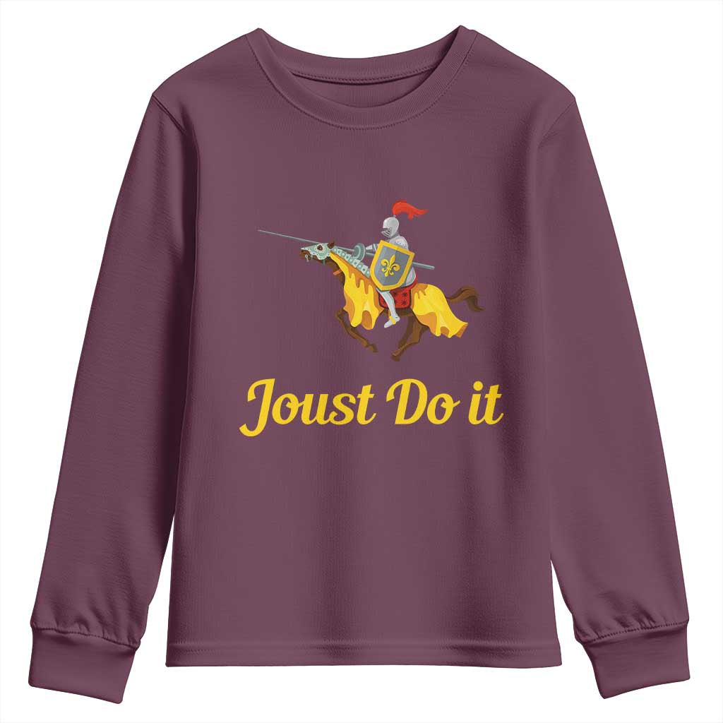 Funny Joust Do It Medieval Knight Horse Graphic Youth Sweatshirt Jousting Renaissance Faire Parody