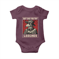 Funny Plague Doctor History Humor Baby Onesie But Did You Try Leeches Retro Woodcut Graphic