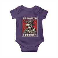 Funny Plague Doctor History Humor Baby Onesie But Did You Try Leeches Retro Woodcut Graphic