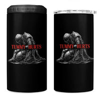Funny Tummy Hurts Knight Graphic 4 in 1 Can Cooler Tumbler Warrior Medieval Sarcastic Dark Fantasy Slumped Renaissance Meme