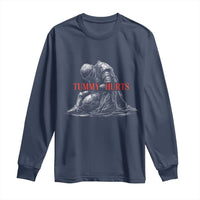 Funny Tummy Hurts Knight Graphic Long Sleeve Shirt Warrior Medieval Sarcastic Dark Fantasy Slumped Renaissance Meme