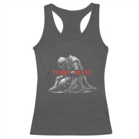 Funny Tummy Hurts Knight Graphic Racerback Tank Top Warrior Medieval Sarcastic Dark Fantasy Slumped Renaissance Meme