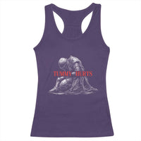 Funny Tummy Hurts Knight Graphic Racerback Tank Top Warrior Medieval Sarcastic Dark Fantasy Slumped Renaissance Meme