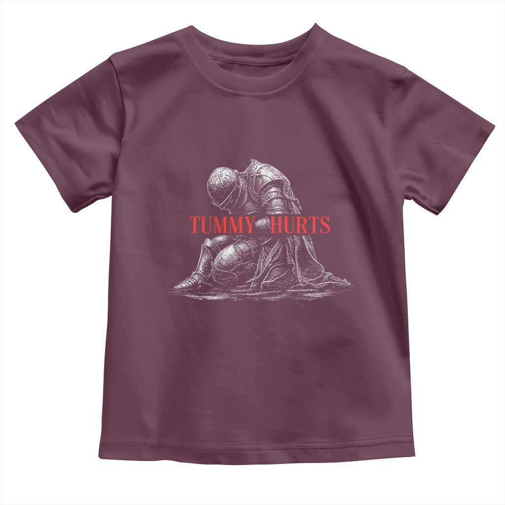 Funny Tummy Hurts Knight Graphic Toddler T Shirt Warrior Medieval Sarcastic Dark Fantasy Slumped Renaissance Meme