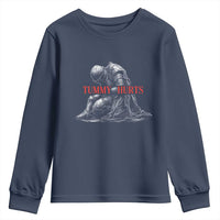 Funny Tummy Hurts Knight Graphic Youth Sweatshirt Warrior Medieval Sarcastic Dark Fantasy Slumped Renaissance Meme