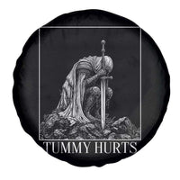 Dramatic Tummy Hurts Kneeling Knight Graphic Spare Tire Cover Funny Medieval Sarcastic Renaissance Fantasy Meme