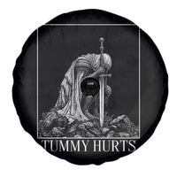Dramatic Tummy Hurts Kneeling Knight Graphic Spare Tire Cover Funny Medieval Sarcastic Renaissance Fantasy Meme