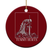 Dramatic Tummy Hurts Kneeling Knight Graphic Ceramic Ornament Funny Medieval Sarcastic Renaissance Fantasy Meme