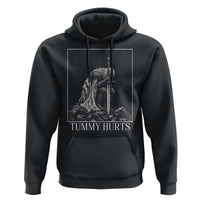 Dramatic Tummy Hurts Kneeling Knight Graphic Hoodie Funny Medieval Sarcastic Renaissance Fantasy Meme