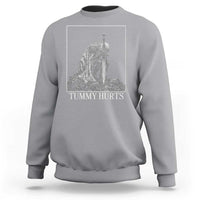 Dramatic Tummy Hurts Kneeling Knight Graphic Sweatshirt Funny Medieval Sarcastic Renaissance Fantasy Meme