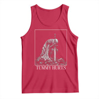 Dramatic Tummy Hurts Kneeling Knight Graphic Tank Top Funny Medieval Sarcastic Renaissance Fantasy Meme