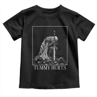 Dramatic Tummy Hurts Kneeling Knight Graphic Toddler T Shirt Funny Medieval Sarcastic Renaissance Fantasy Meme