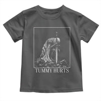 Dramatic Tummy Hurts Kneeling Knight Graphic Toddler T Shirt Funny Medieval Sarcastic Renaissance Fantasy Meme