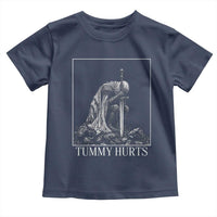 Dramatic Tummy Hurts Kneeling Knight Graphic Toddler T Shirt Funny Medieval Sarcastic Renaissance Fantasy Meme