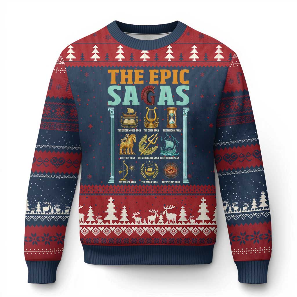 The Epic Sagas Ancient Greek Mythology Graphic Ugly Christmas Sweater Odysseus Journey Odyssey History Lover Gift