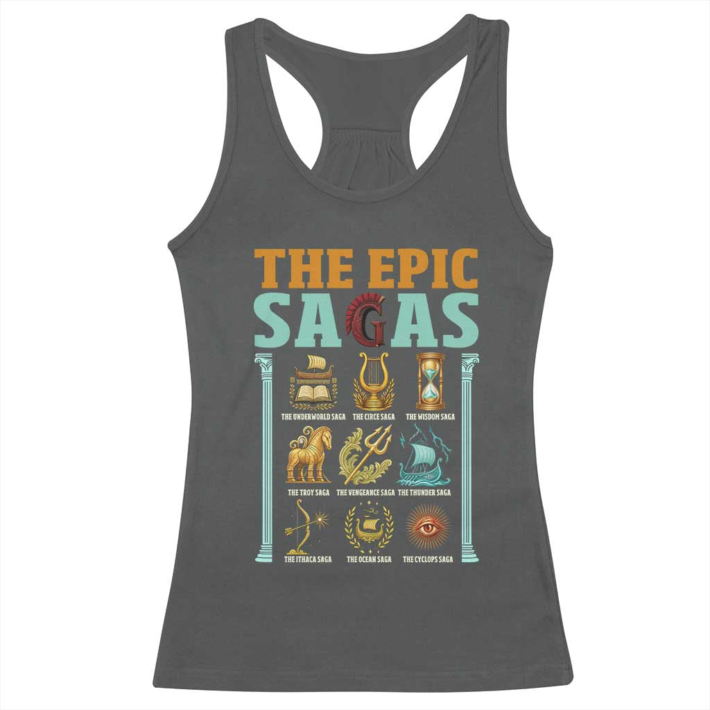 The Epic Sagas Ancient Greek Mythology Graphic Racerback Tank Top Odysseus Journey Odyssey History Lover Gift