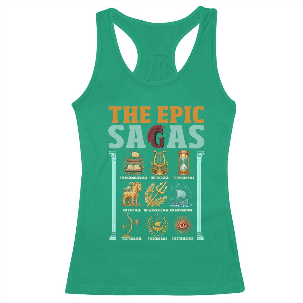 The Epic Sagas Ancient Greek Mythology Graphic Racerback Tank Top Odysseus Journey Odyssey History Lover Gift