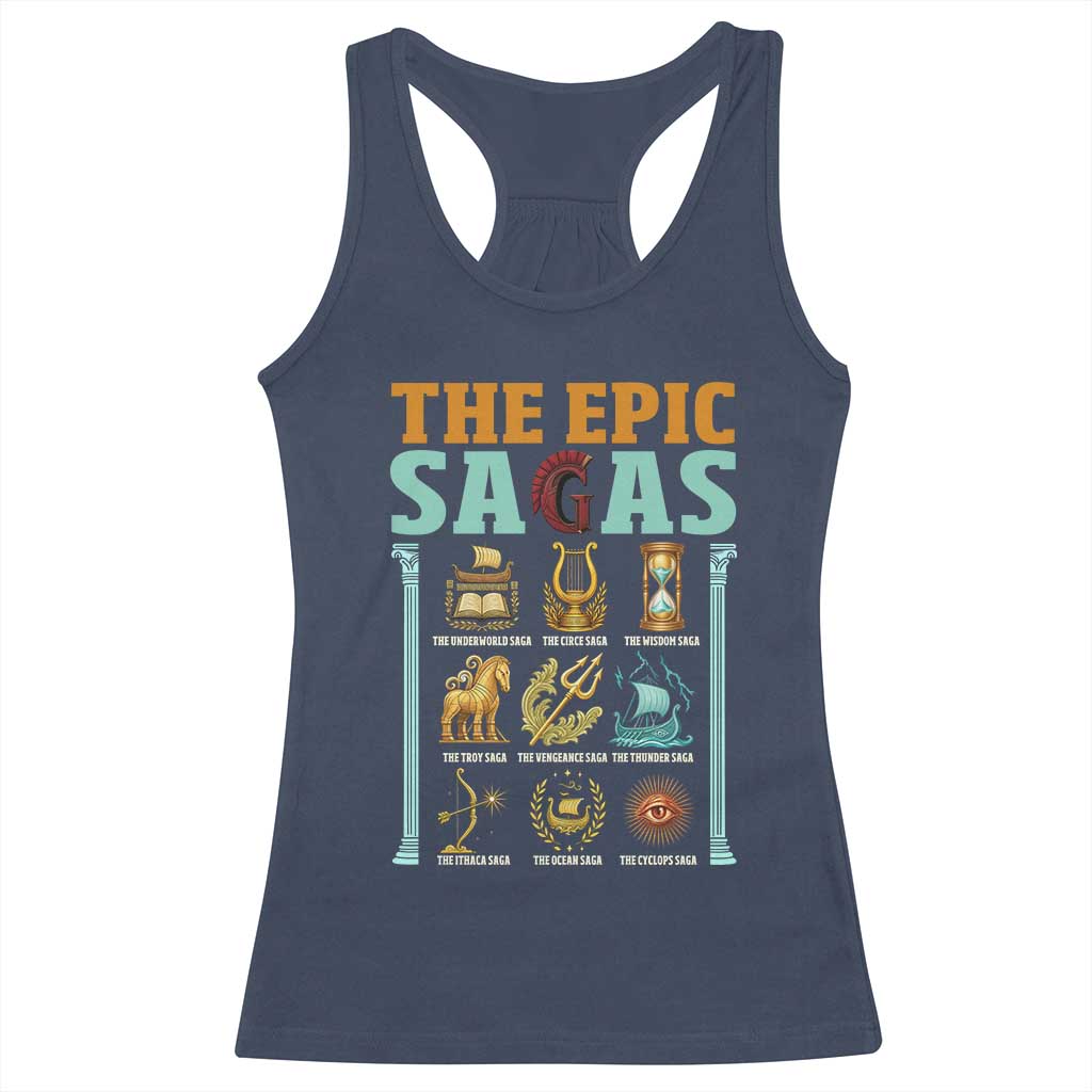 The Epic Sagas Ancient Greek Mythology Graphic Racerback Tank Top Odysseus Journey Odyssey History Lover Gift