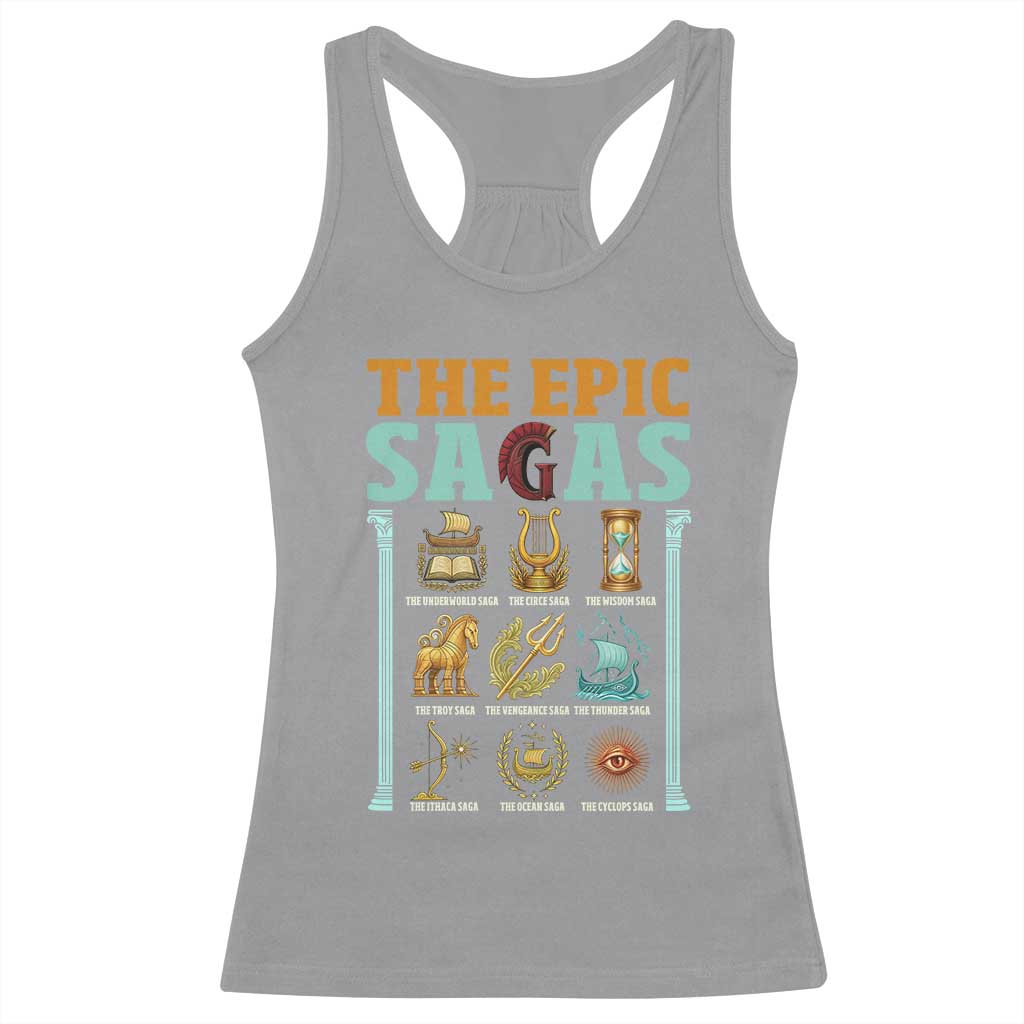 The Epic Sagas Ancient Greek Mythology Graphic Racerback Tank Top Odysseus Journey Odyssey History Lover Gift