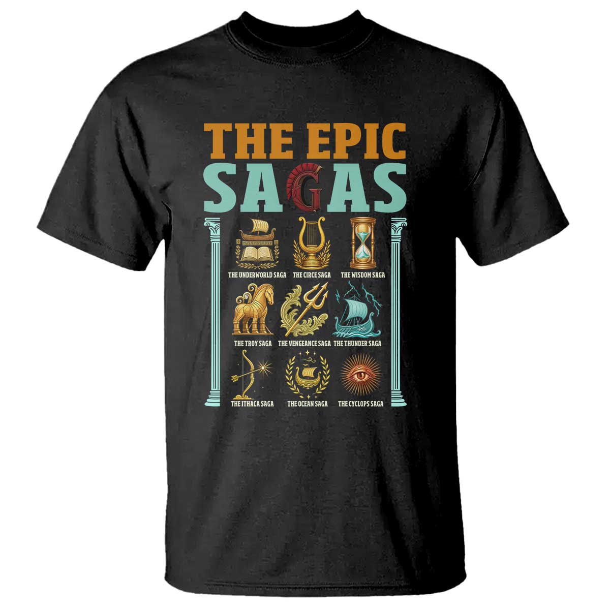 The Epic Sagas Ancient Greek Mythology Graphic T Shirt Odysseus Journey Odyssey History Lover Gift