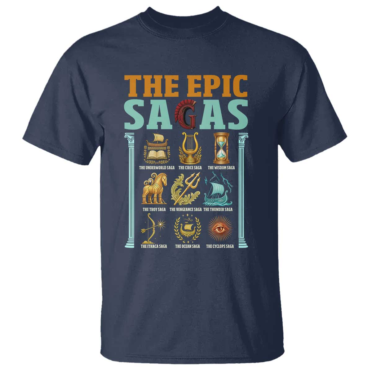 The Epic Sagas Ancient Greek Mythology Graphic T Shirt Odysseus Journey Odyssey History Lover Gift