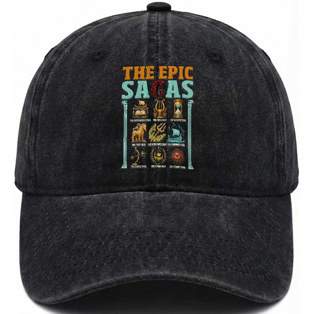 The Epic Sagas Ancient Greek Mythology Graphic Washed Cotton Baseball Cap Odysseus Journey Odyssey History Lover Gift