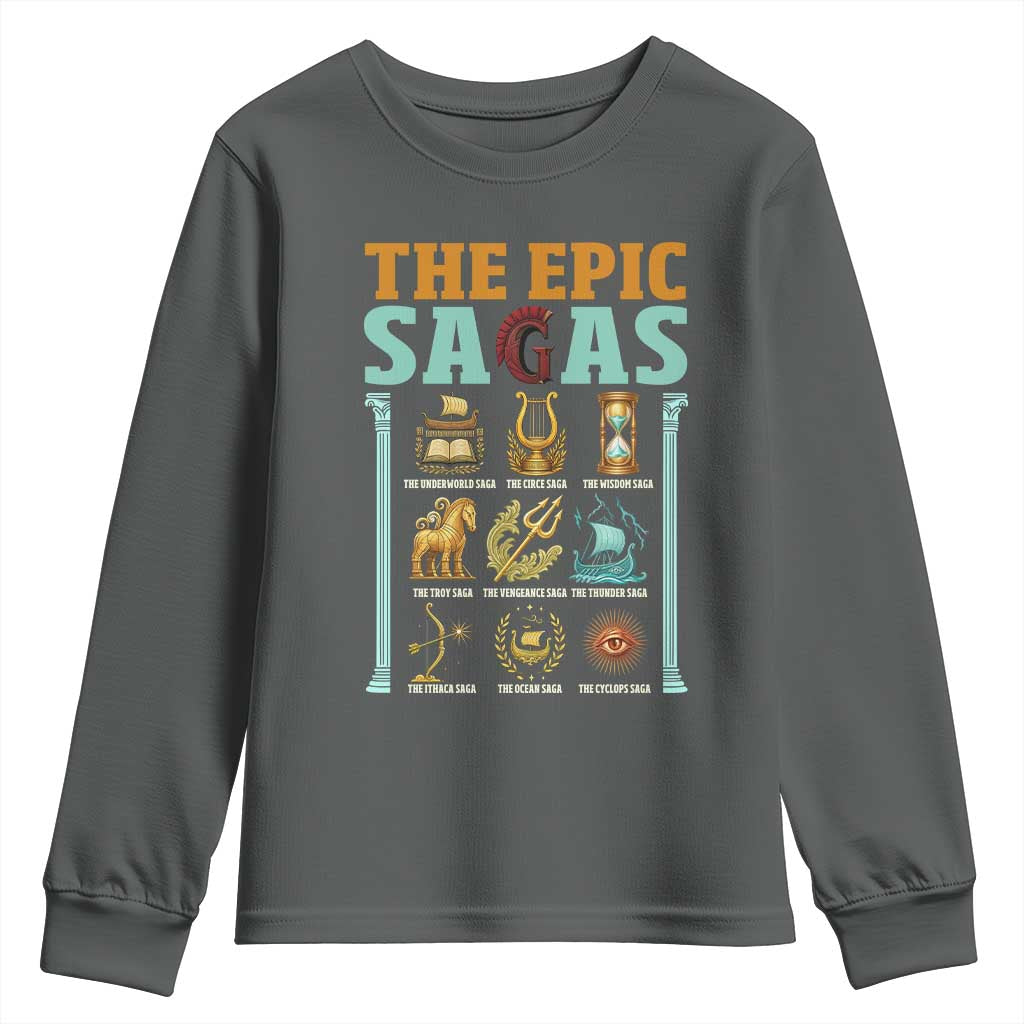 The Epic Sagas Ancient Greek Mythology Graphic Youth Sweatshirt Odysseus Journey Odyssey History Lover Gift