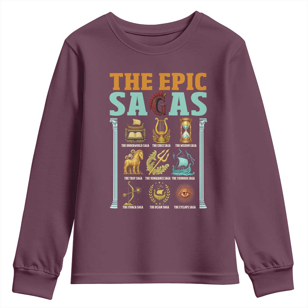 The Epic Sagas Ancient Greek Mythology Graphic Youth Sweatshirt Odysseus Journey Odyssey History Lover Gift
