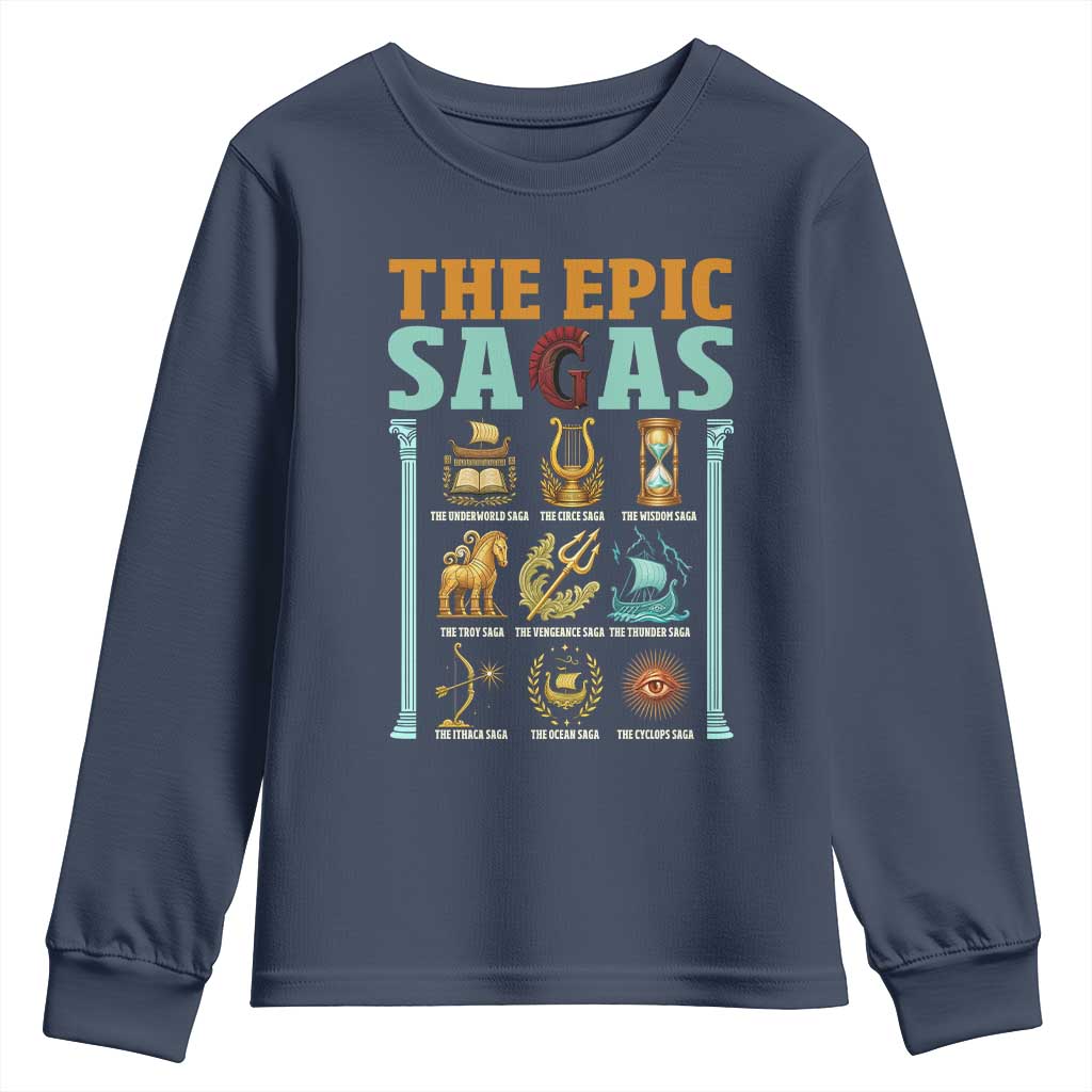 The Epic Sagas Ancient Greek Mythology Graphic Youth Sweatshirt Odysseus Journey Odyssey History Lover Gift