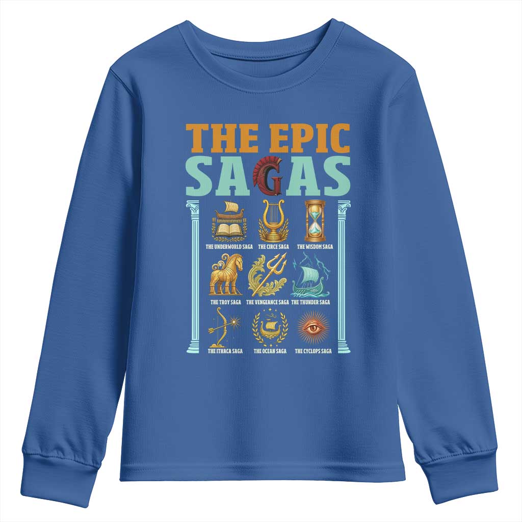 The Epic Sagas Ancient Greek Mythology Graphic Youth Sweatshirt Odysseus Journey Odyssey History Lover Gift