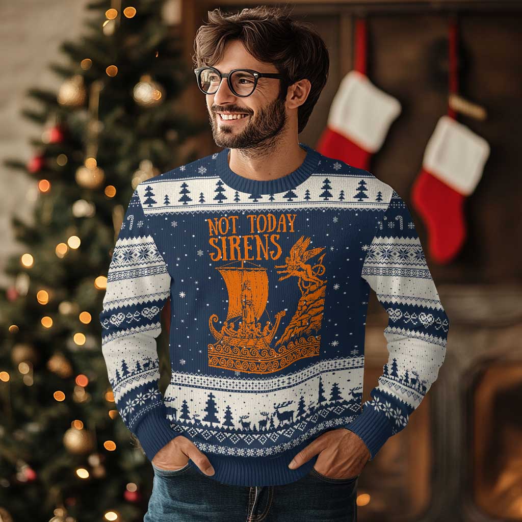 Not Today Sirens Funny Odysseus Journey Parody Ugly Christmas Sweater Greek Mythology Epic Odyssey History Lover Gift