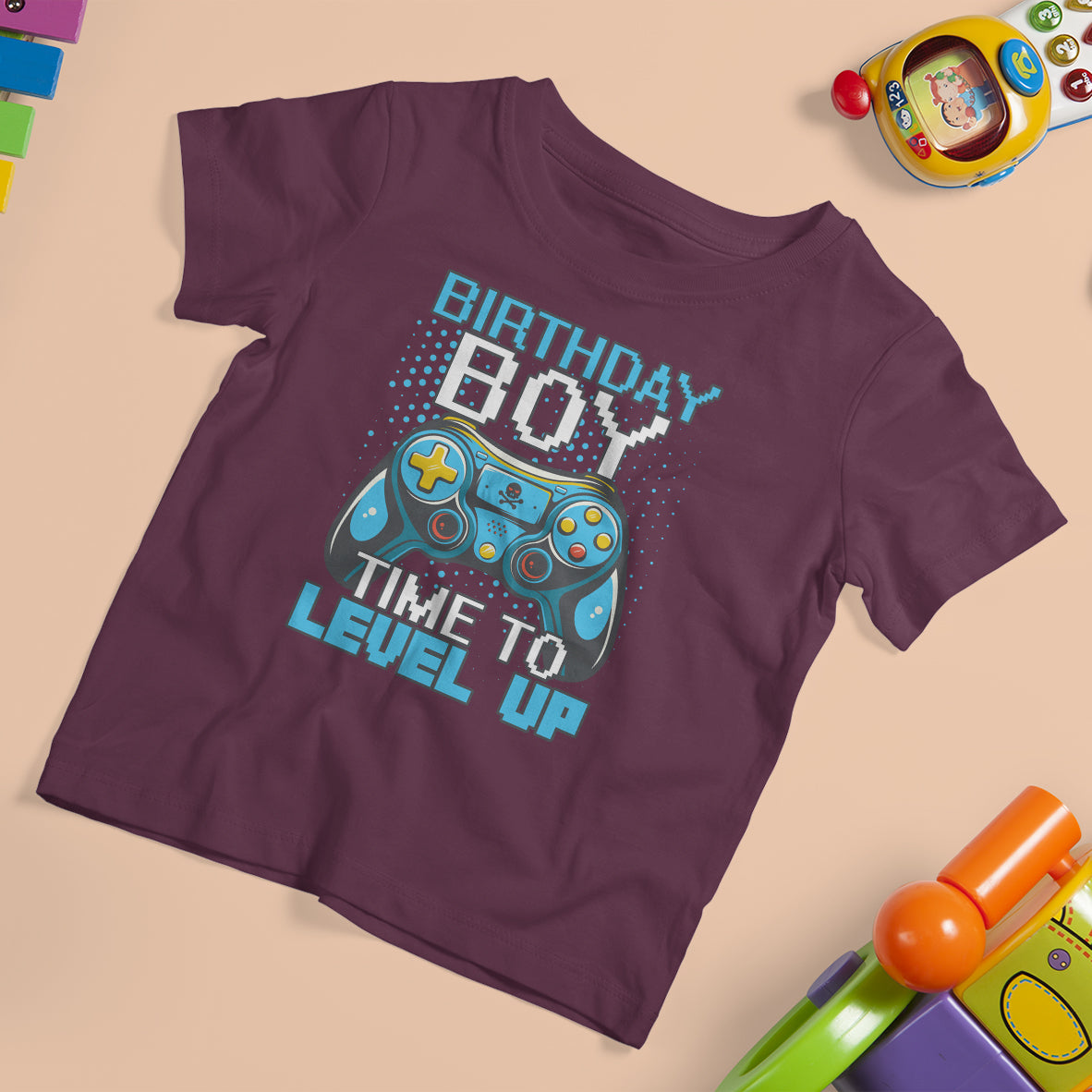 Birthday Boy Gamer T Shirt For Kid Time To Level Up New Age Video Game Gaming - Wonder Print Shop