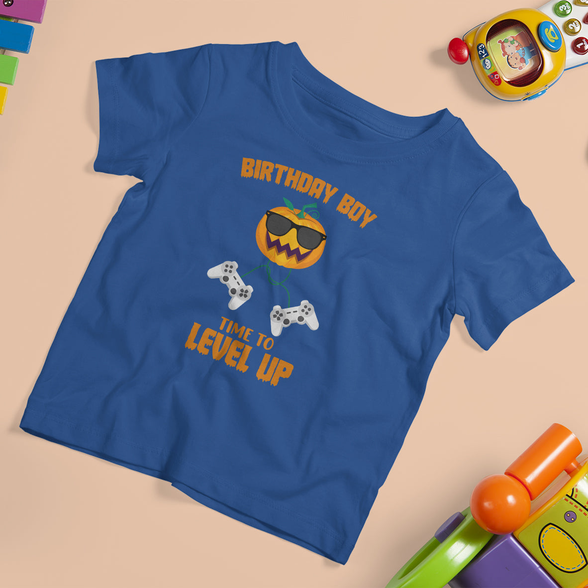 Birthday Boy Gamer T Shirt For Kid Time To Level Up New Age Halloween Scary Pumpkin Video Game Gaming - Wonder Print Shop