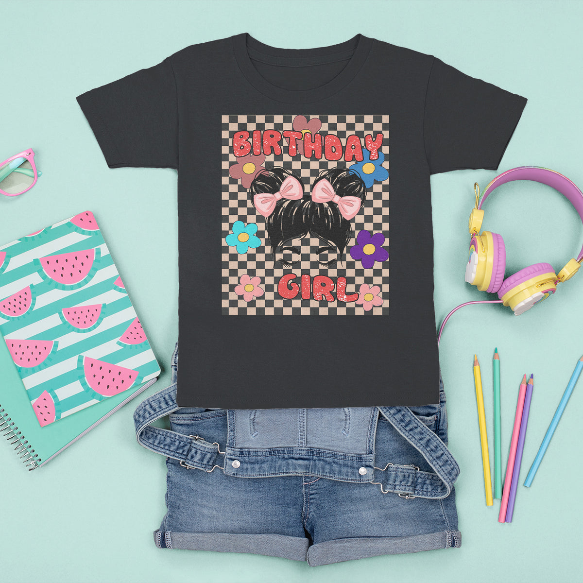 Birthday Girl T Shirt For Kid Retro Celebrate Birthday Party For Cute Girls Kids - Wonder Print Shop