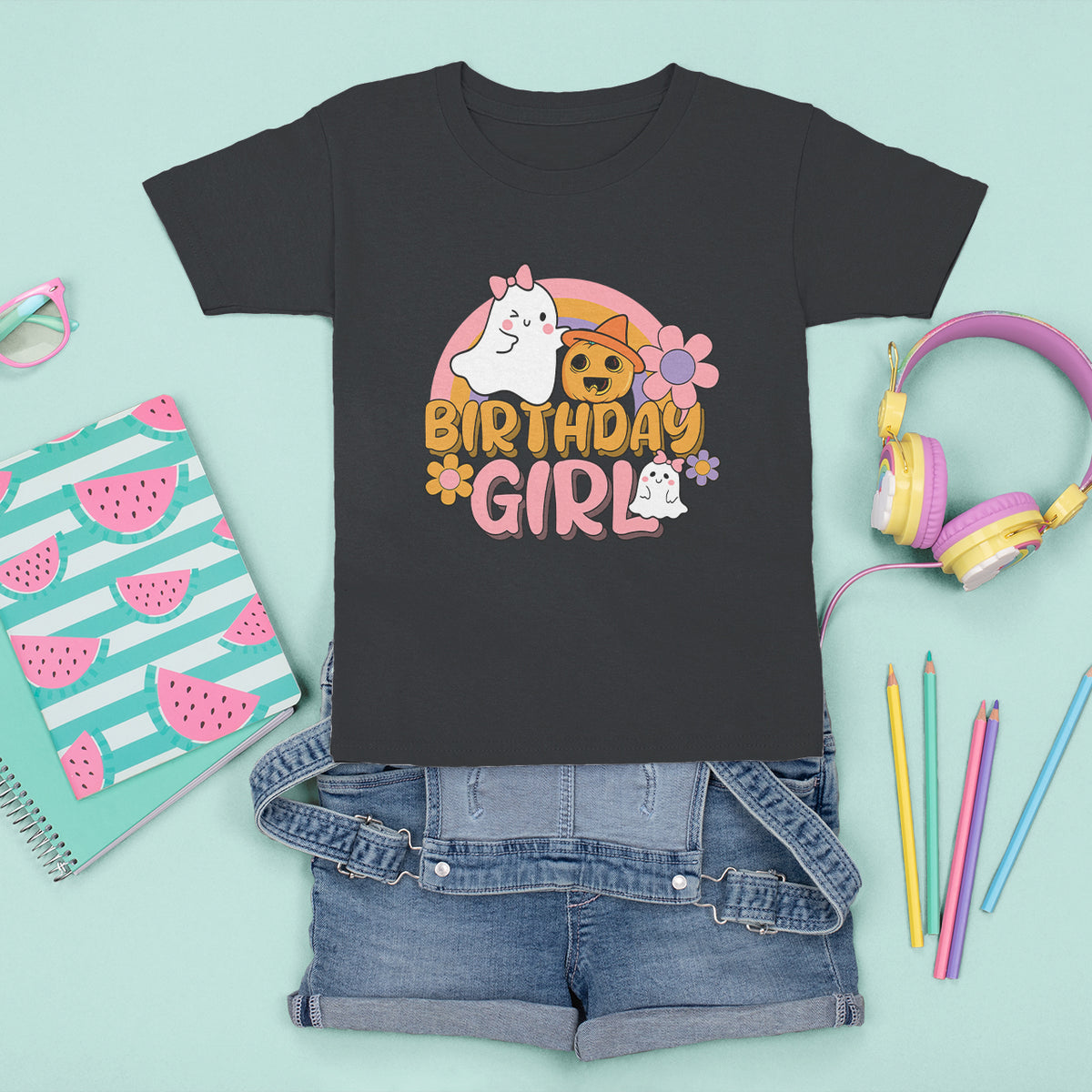 Birthday Girl Halloween T Shirt For Kid Retro Halloween Celebrate Birthday Party For Cute Girls Kids - Wonder Print Shop