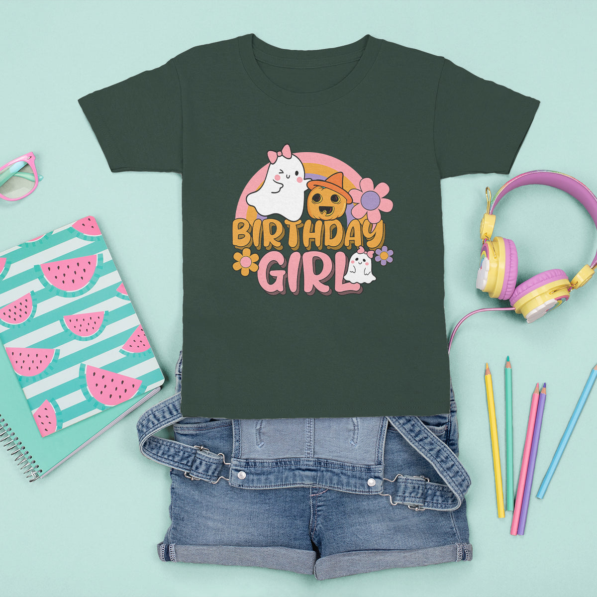 Birthday Girl Halloween T Shirt For Kid Retro Halloween Celebrate Birthday Party For Cute Girls Kids - Wonder Print Shop