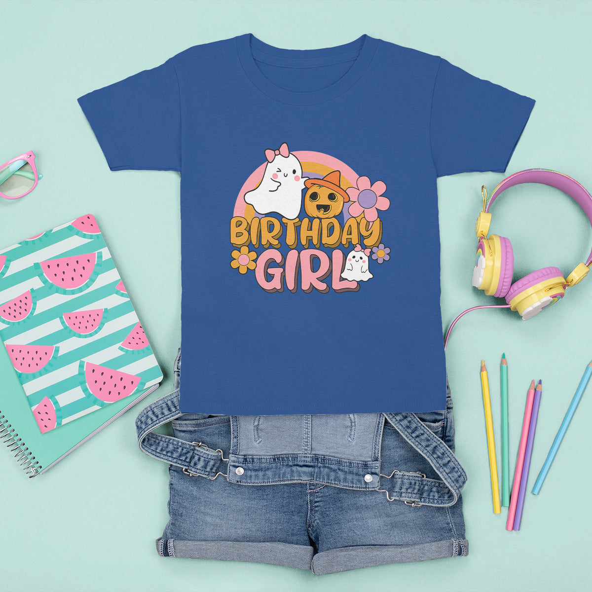 Birthday Girl Halloween T Shirt For Kid Retro Halloween Celebrate Birthday Party For Cute Girls Kids - Wonder Print Shop
