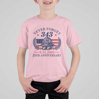 Firefighter Memorial Never Forget 343 T Shirt For Kid 25th Anniversary Patriotic Honor 9 11 Tribute