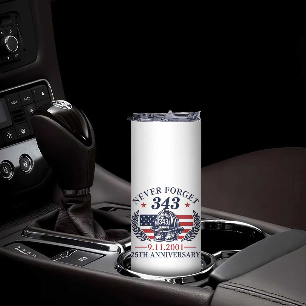 Firefighter Memorial Never Forget 343 Skinny Tumbler 25th Anniversary Patriotic Honor 9 11 Tribute