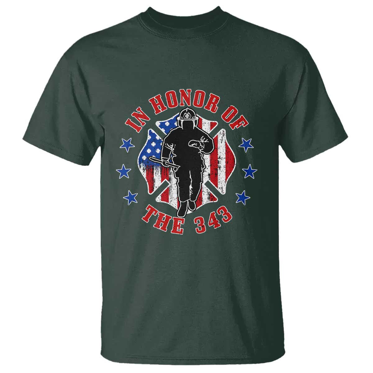 Firefighter Memorial In Honor Of The 343 Maltese Cross Graphic T Shirt Patriotic 9 11 Memorial Tribute