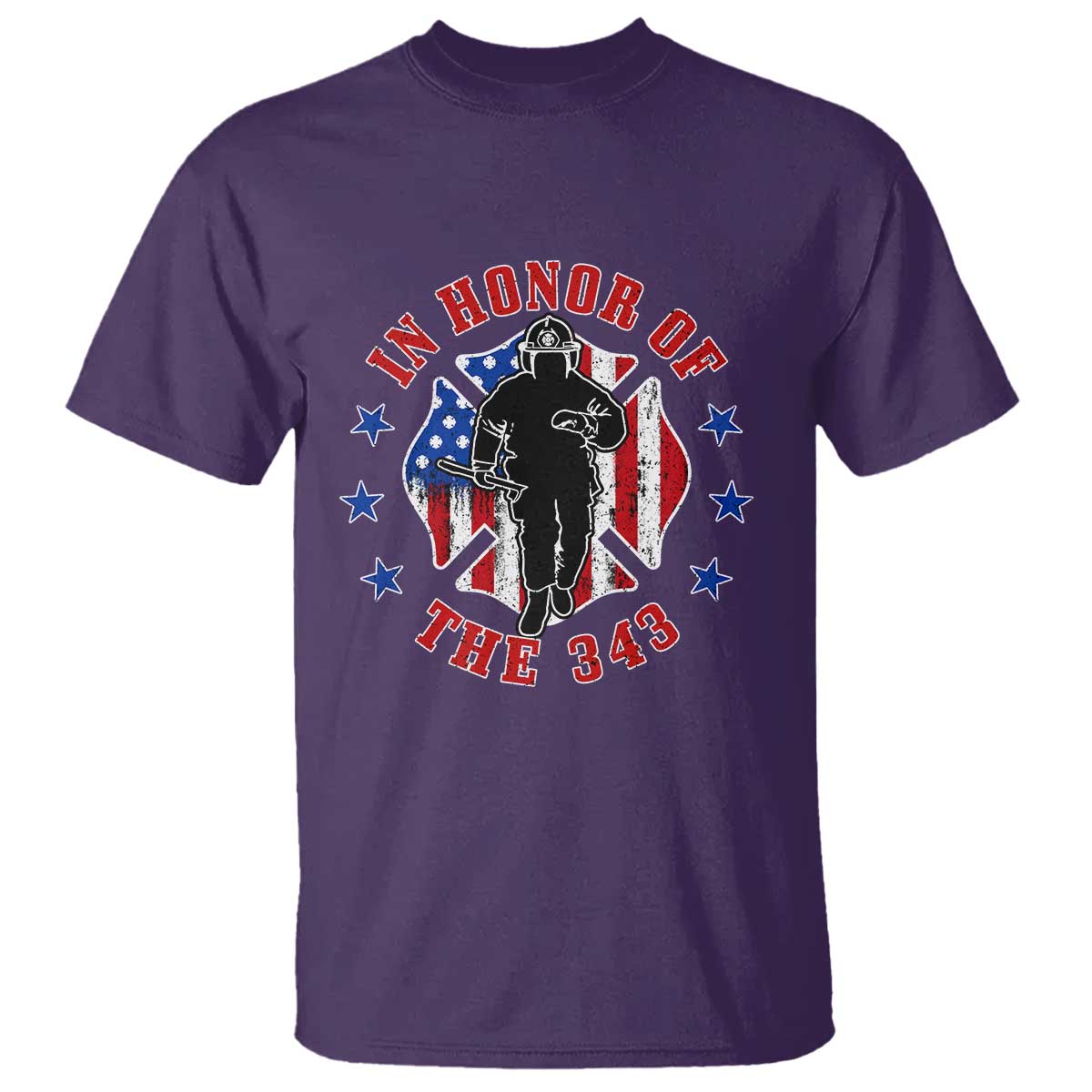 Firefighter Memorial In Honor Of The 343 Maltese Cross Graphic T Shirt Patriotic 9 11 Memorial Tribute