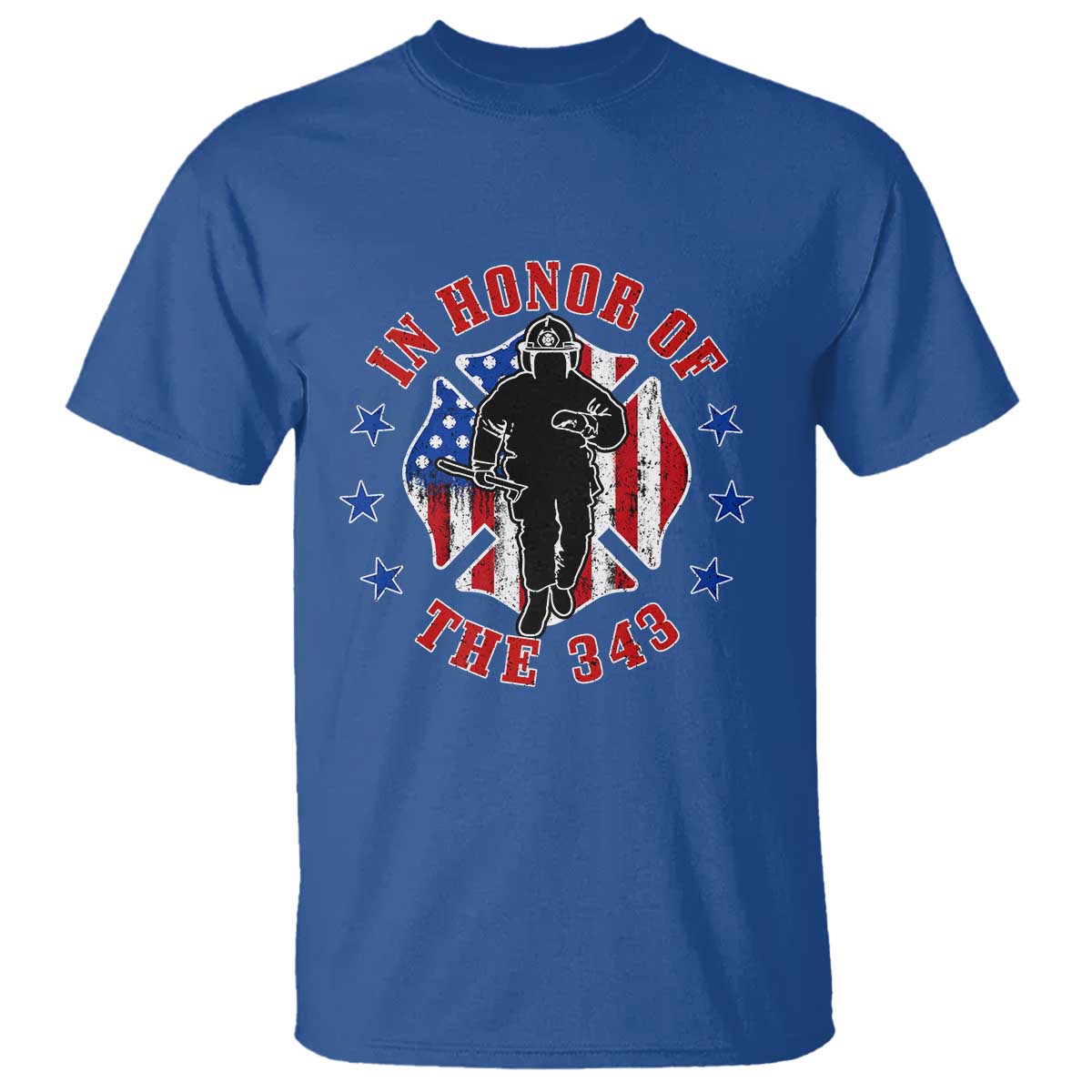 Firefighter Memorial In Honor Of The 343 Maltese Cross Graphic T Shirt Patriotic 9 11 Memorial Tribute