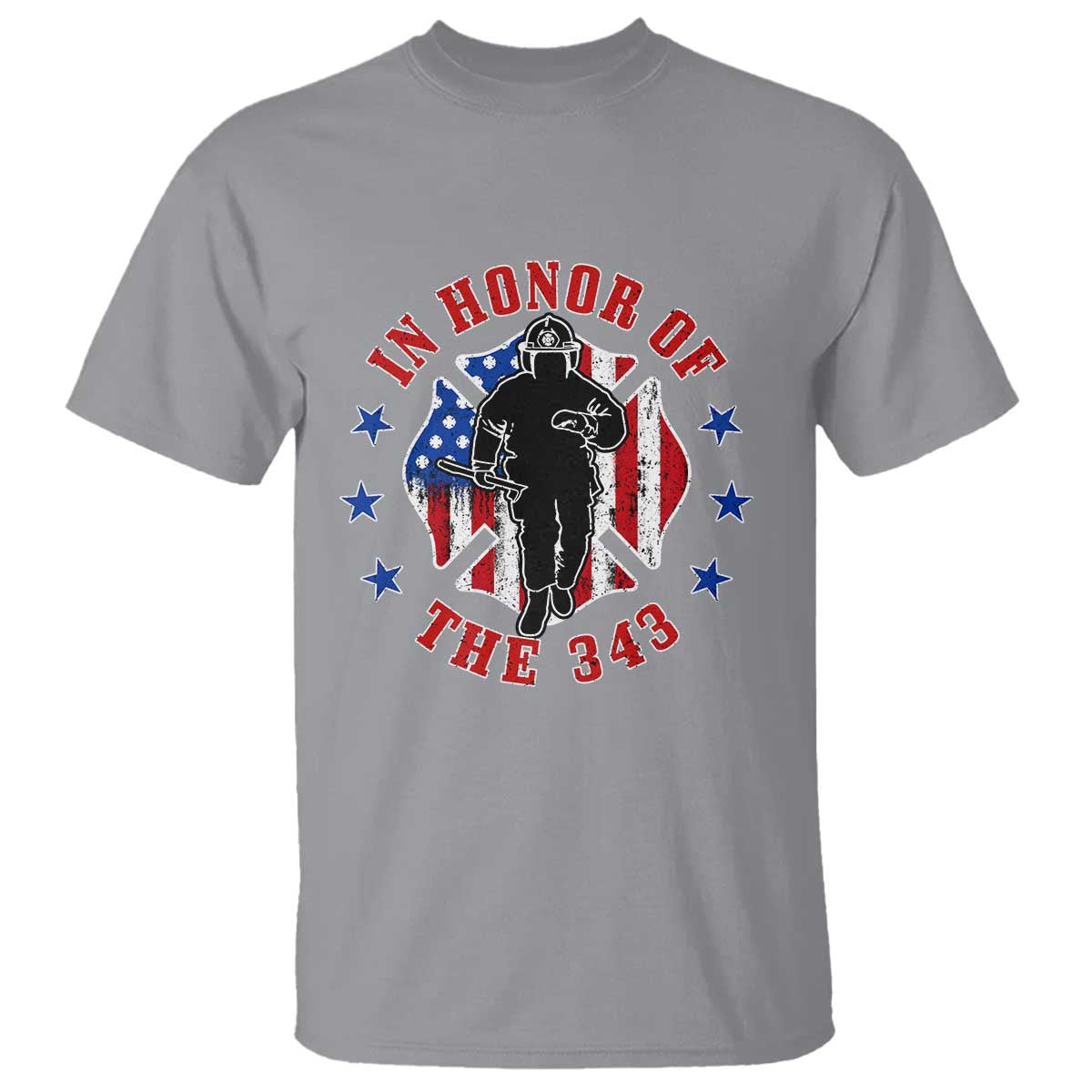 Firefighter Memorial In Honor Of The 343 Maltese Cross Graphic T Shirt Patriotic 9 11 Memorial Tribute