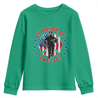 Firefighter Memorial In Honor Of The 343 Maltese Cross Graphic Youth Sweatshirt Patriotic 9 11 Memorial Tribute